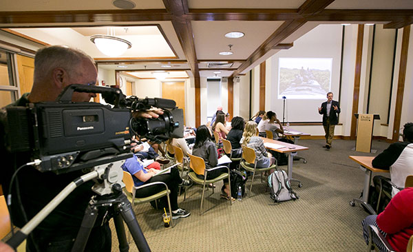 C-SPAN films a session of Gunther Peck's history class