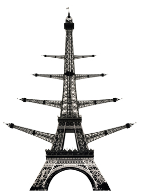 A fanciful image shows how the efficient shape of the Eiffel Tower might easily account for the shape of a tree. 