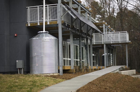 The outdoor cistern at the Smart Home continues Duke's water conservation efforts 