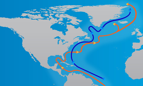 This model of North Atlantic currents has been called into question by new data from Duke University and the Woods Hole Oceanographic Institution. 