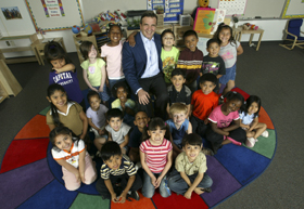 Robert Steel visits students at his old school, Watts Elementary 