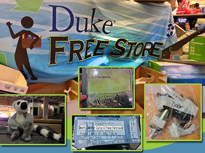 Faculty, staff and students can find a slew of items at the Duke Free Store. Duke community members can stop by Feb. 14 and 28 inside the Bryan Center. Photos by Bryan Roth.