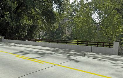 This is a rendering of what the completed bridge will look like over Campus Drive. The bridge is part of West Main Street and runs over Campus Drive, the main artery connecting East and West campuses. Image courtesy of North Carolina Department of Transp