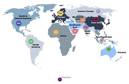 Duke faculty, staff and students travel to every continent. Source: Duke Human Resources.