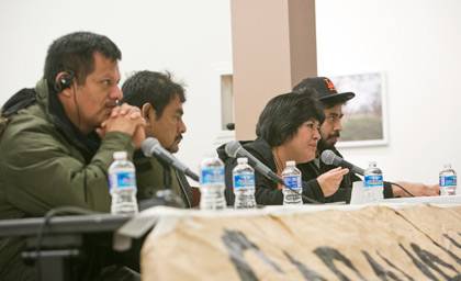 Left to right, Clemente Rodriguez, Felipe de la Cruz and Anayeli Guerrero de la Cruz and Jose Archila spoke about the human rights violations occurring in Mexico.