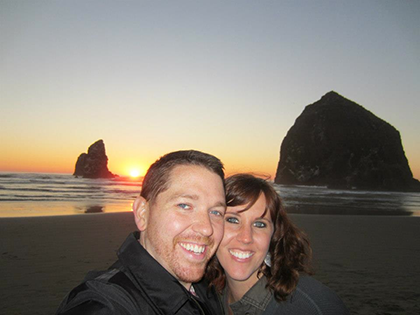 Kyle Fox and his wife, Valerie, pose at Cannon Beach in Oregon. Kyle is a huge fan of the movie “The Goonies” and visited locations in Oregon where the 1985 film was shot. Photo courtesy of Kyle Fox.