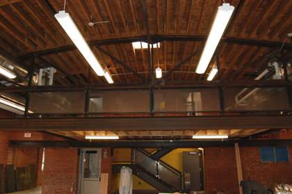 A new mezzanine level was constructed as part of renovations to the old carpentry shop. Duke's Facilities Management also painted several accent walls yellow.