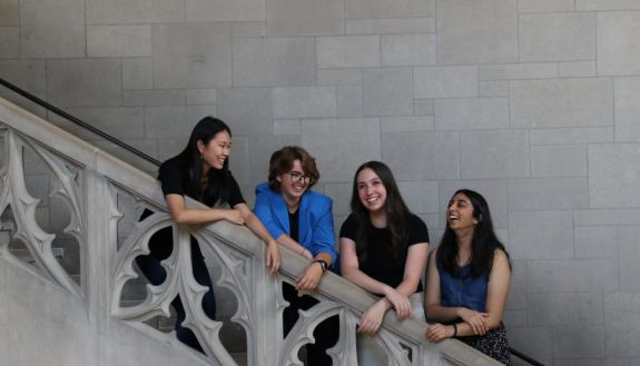 Student Curators (L to R): Melody Tzang, Zoe Tishaev, Caroline Edmondson, and Prisha Gupta