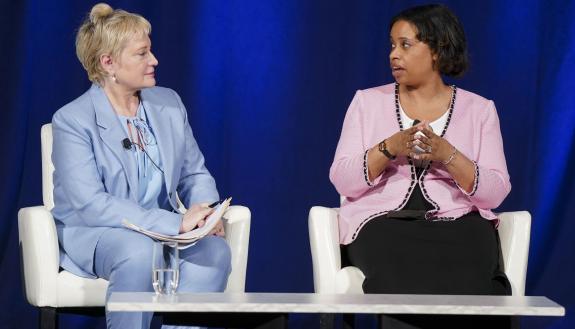Susan Dentzer and Chiquita Brooks-LaSure discuss health equity at the inaugural Duke Margolis health policy conference.