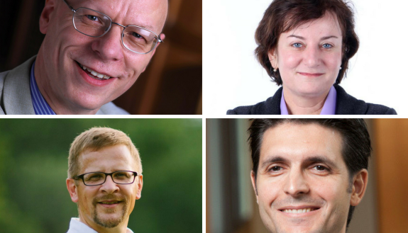 New distinguished professors: Jeremy Begbie, Emily Klein, Michael Zavlanos and Norman Wirzba.