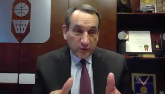 Coach K talks on Zoom with Fuqua Dean about leadership