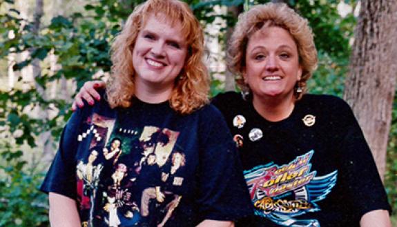 Jackie Pollmiller, right, with her friend Pam Burkhead before an Aerosmith concert in Greensboro. Photo courtesy of Jackie Pollmiller. 
