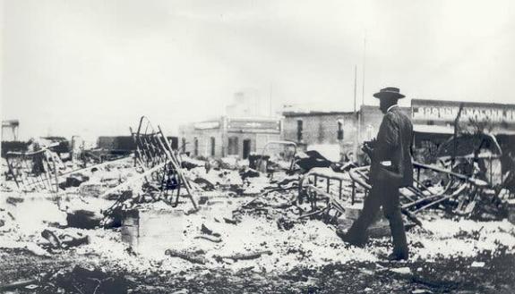 photograph of the 1921 Tulsa Massacre aftermath