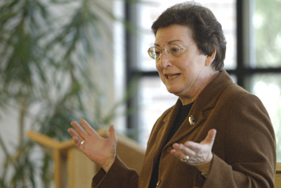 Former Knesset member Naomi Chazan talked about peace prospects in the Middle East Wednesday at the Freeman Center. Photo: Jim Wallace