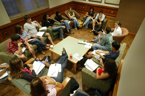 One of the goals of the class, its leaders say, is to challenge the assumption  that there are only two extreme positions on the Israel-Palestine conflict.  The class of 17 students meets weekly.