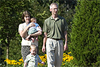 Michael Holt walks in Duke Gardens with his wife, Kathy, and sons William and Alexander.