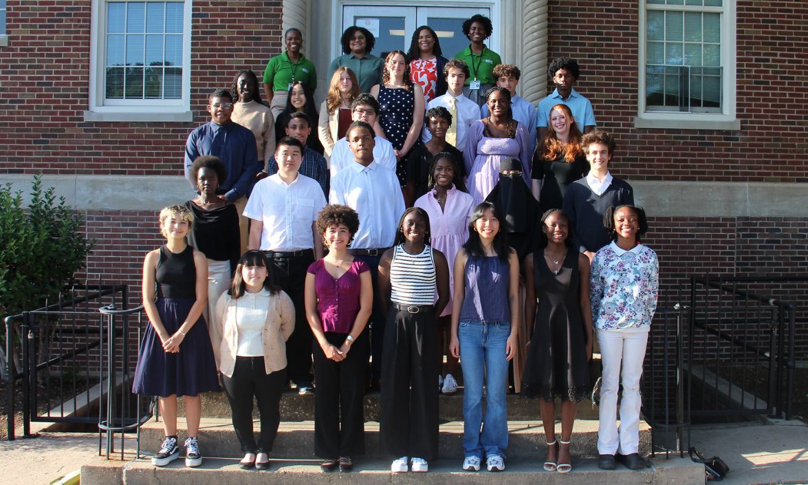 Aaron Scholars outside the Durham PUblic Schools administrative building.