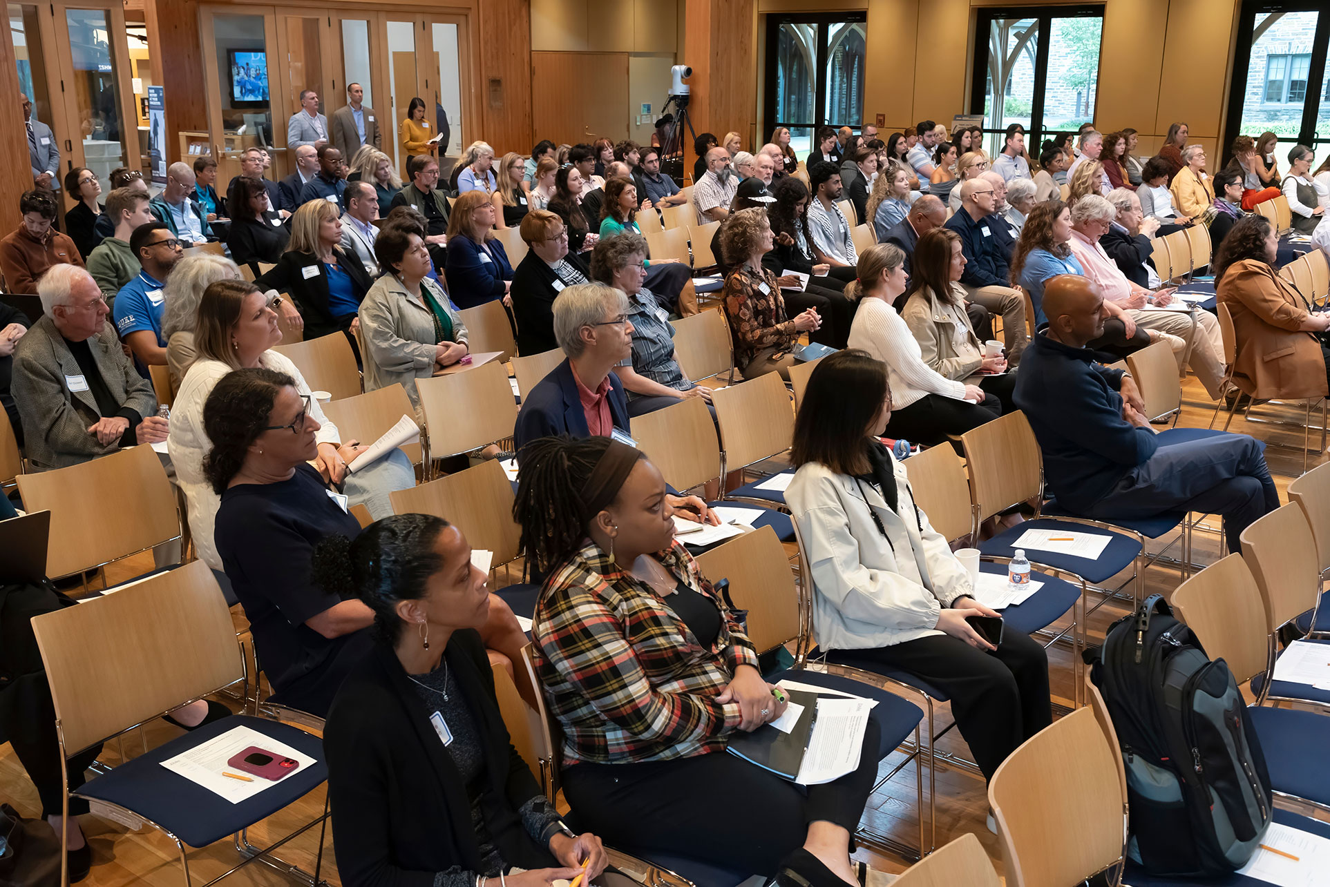 Audience members at the Karsh Alumni and Visitors Center (and an overflow audience in Page Auditorium) asked panelists about their scholarship and service on the Middle East