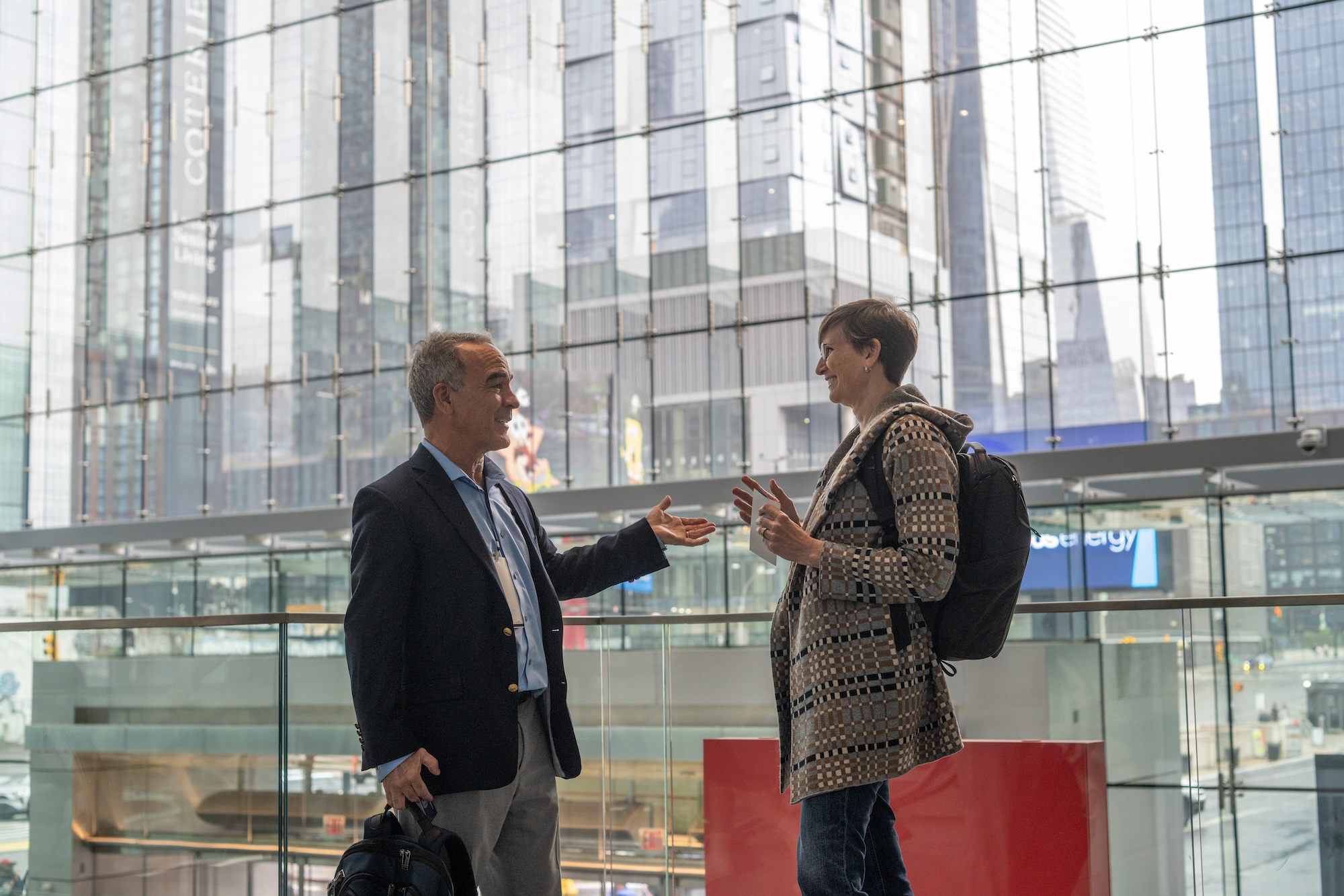 Brian Murray, Director of the Nicholas Institute for Energy, Environment & Sustainability, converses with Toddi Steelman, Duke’s Vice President and Vice Provost for Climate and Sustainability at the Nest Climate Campus. Photo by David Degner.