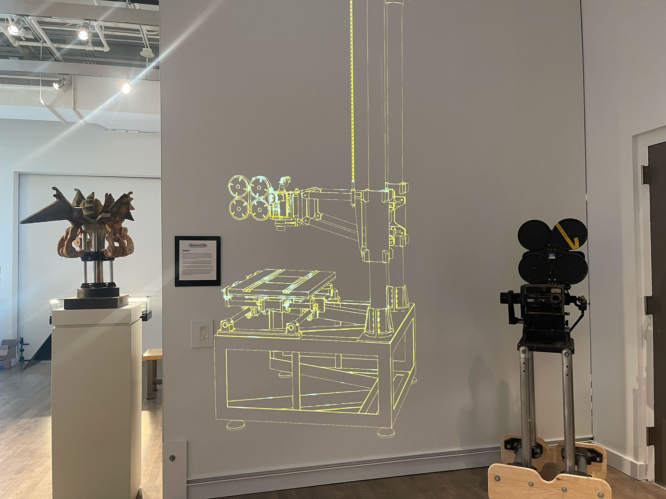 detail of exhibit, showing how cameras are used to film animation.