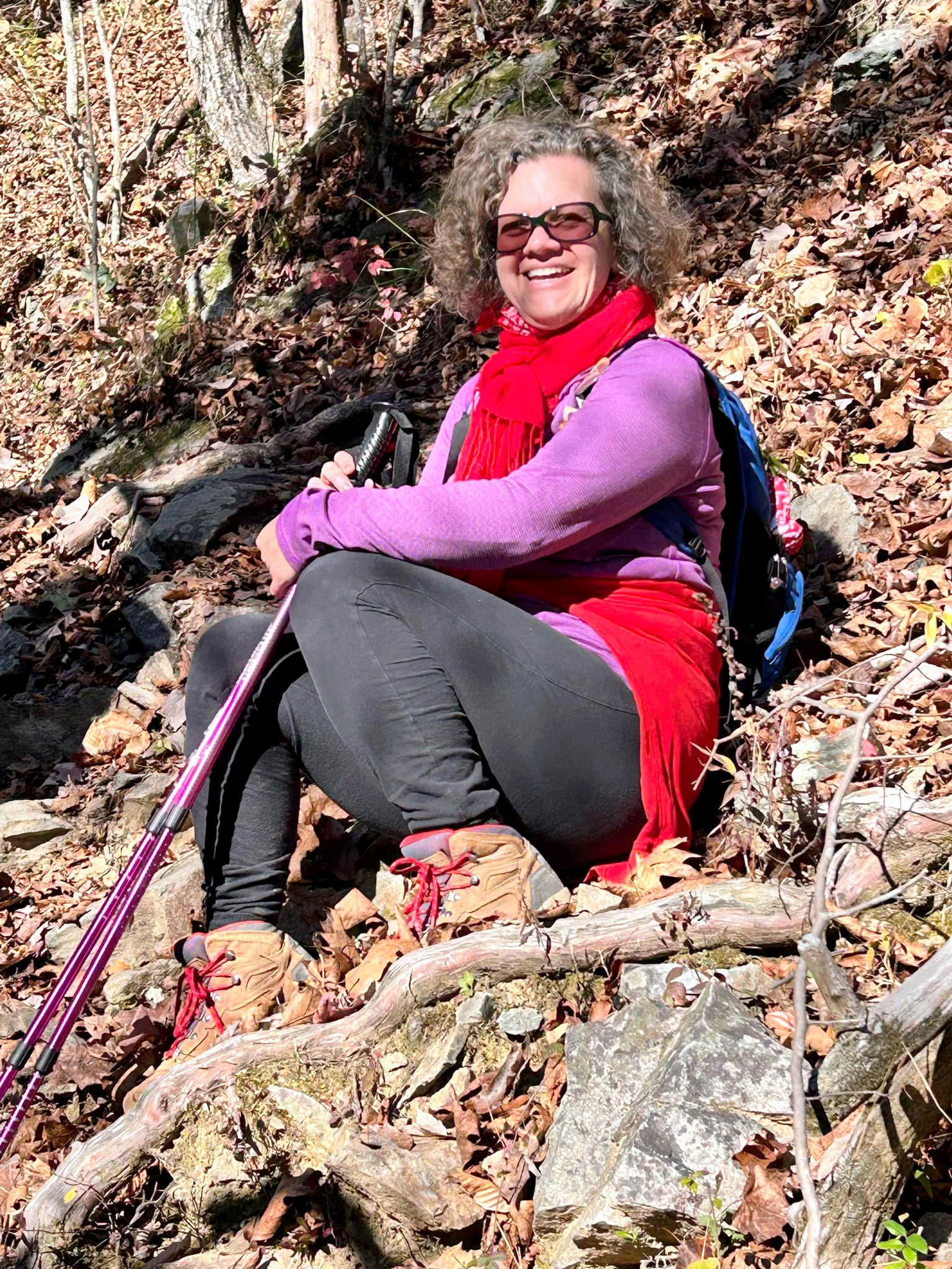 Kirsten Khire on one of her frequent trips to Duke Forest. Photo by Chrissy Johnson Dykeman 