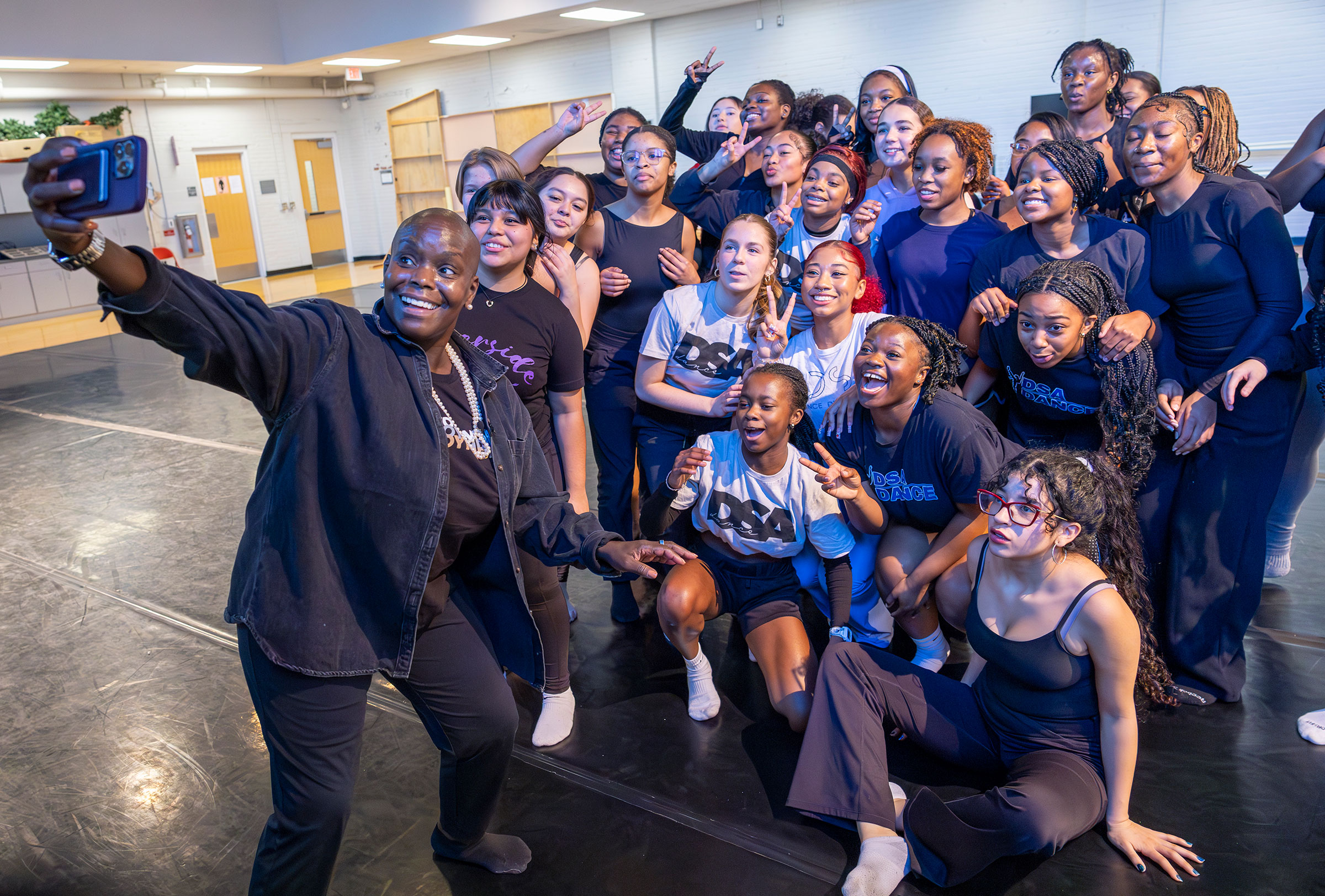 A group shot with Durham public school students