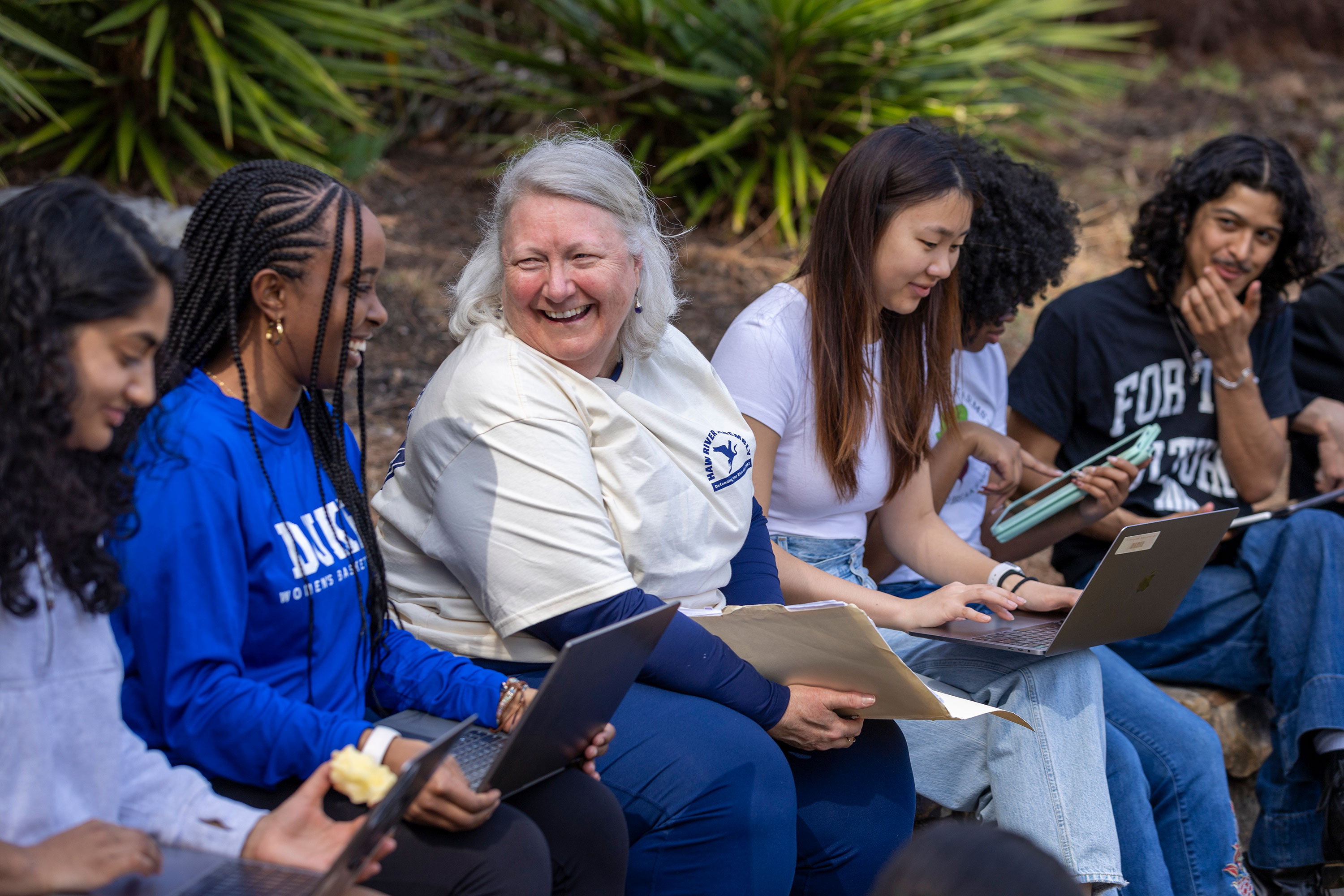 Catherine Admay took advantage of a warm spring day to bring her class to Duke Gardens.
