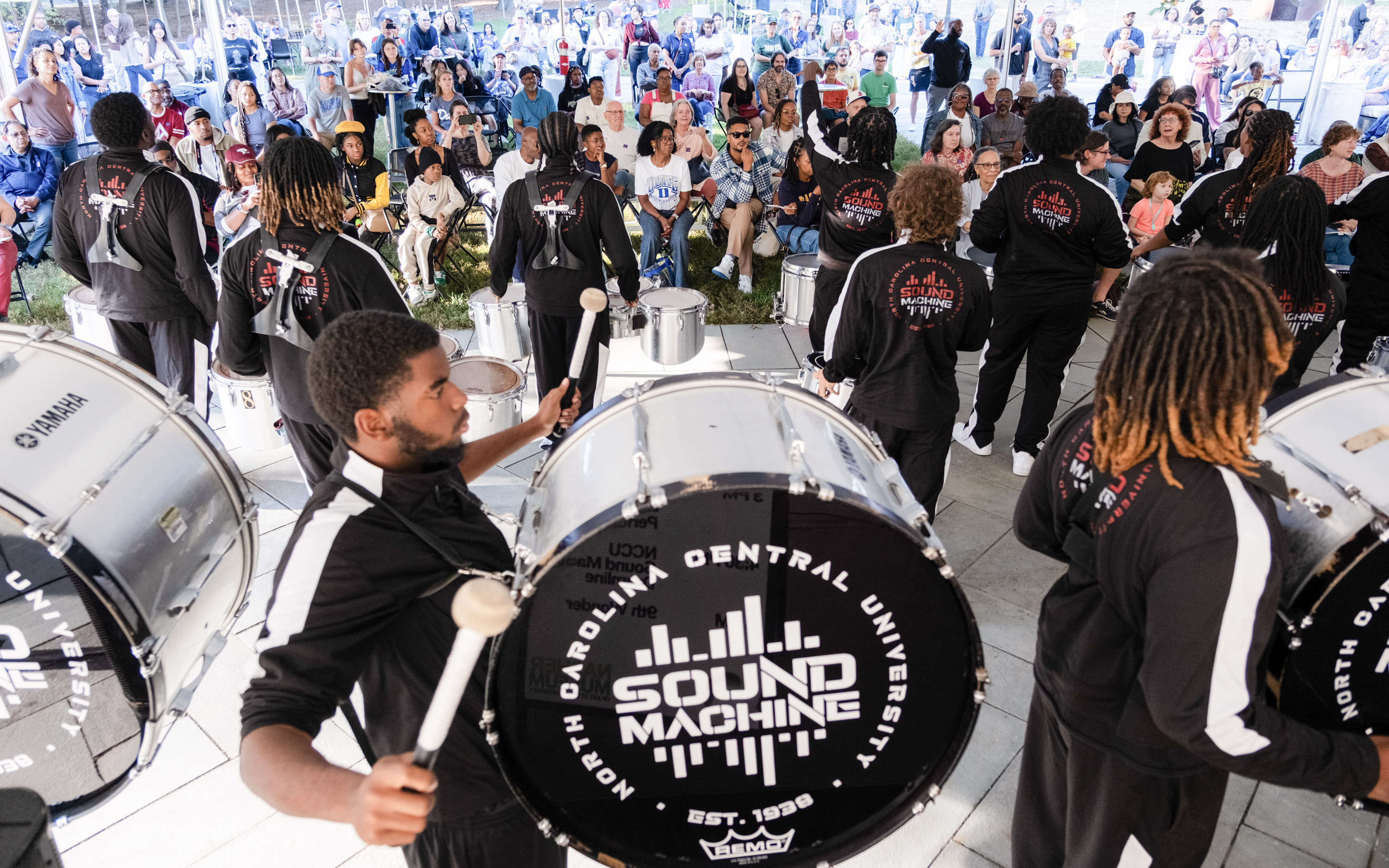 Band playing in front of a crowd