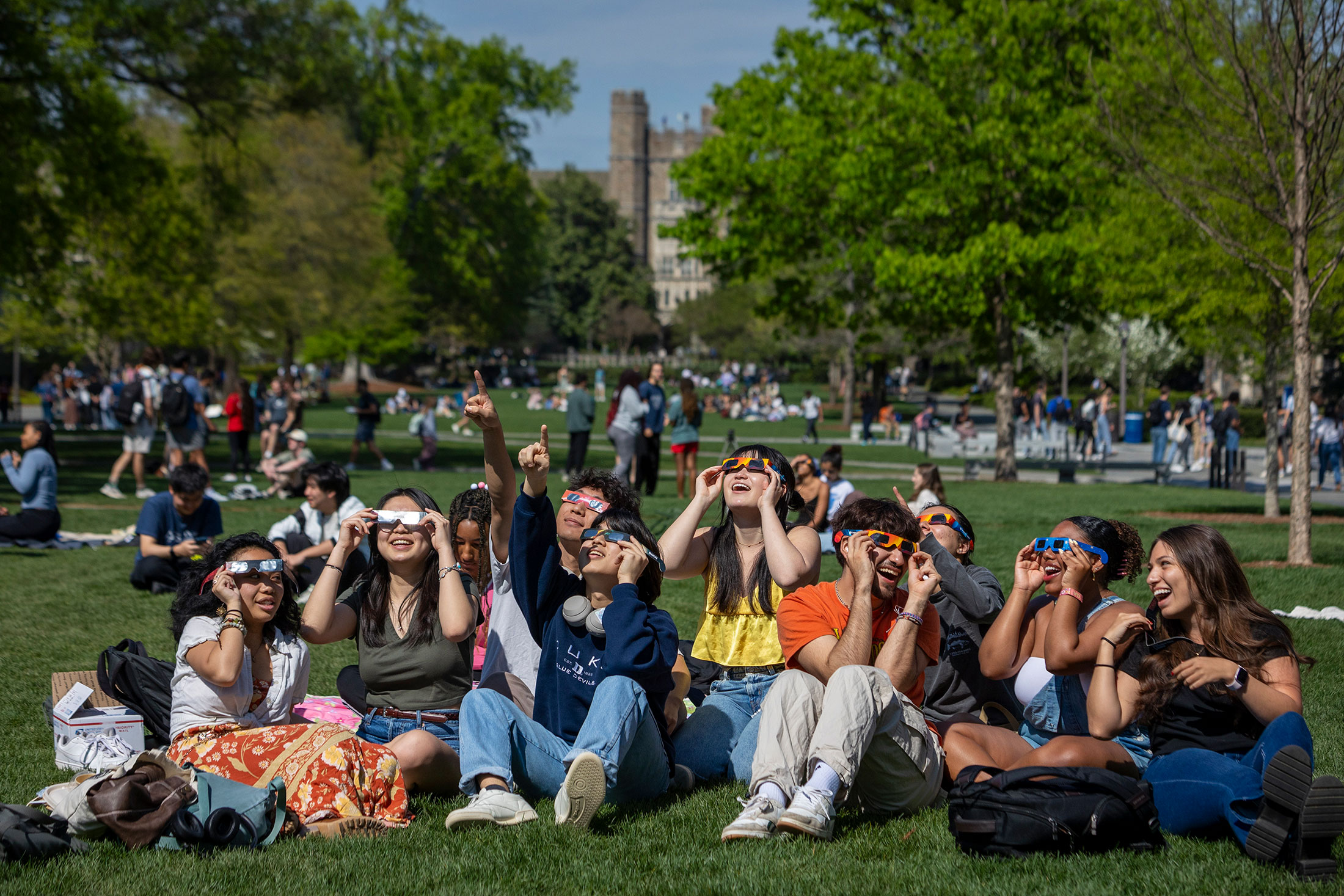 Watching the eclipse on West Campus. 
