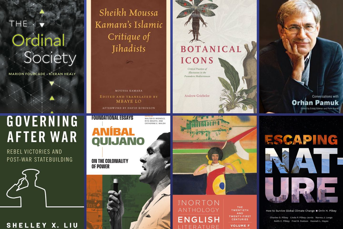 Books: Ordinal Society, Sheikh Moussa Kamara's Islamic Critique of Jihadists, Botanical Icons, Conversations with Orhan Pamuk, Governing After War, Anibal Quijano on the Coloniality of Power, Norton Anthology of English Literature, Escaping nature.