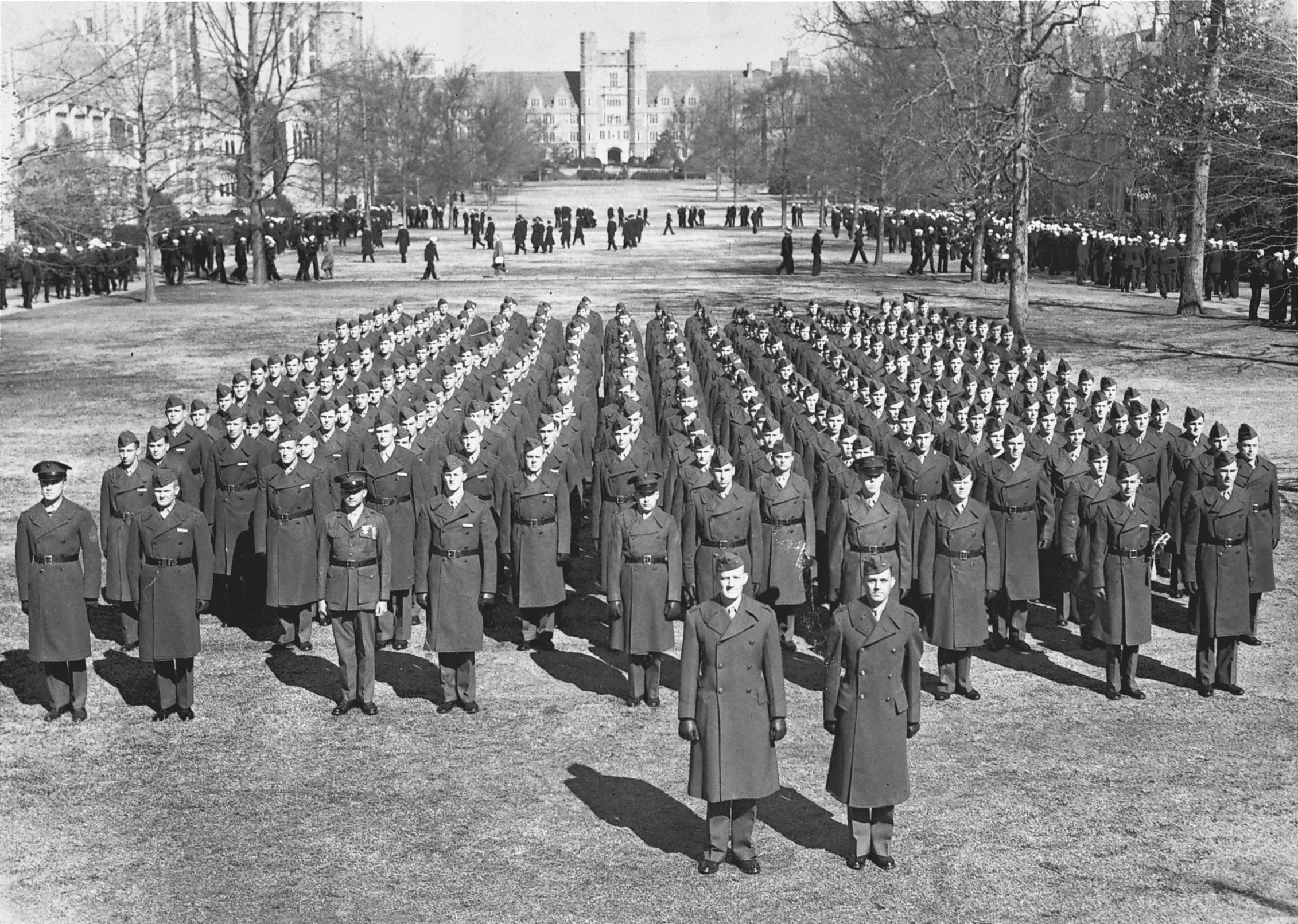 Marine Detachment of the V-12 Unit on West Campus. Courtesy Duke University Archives
