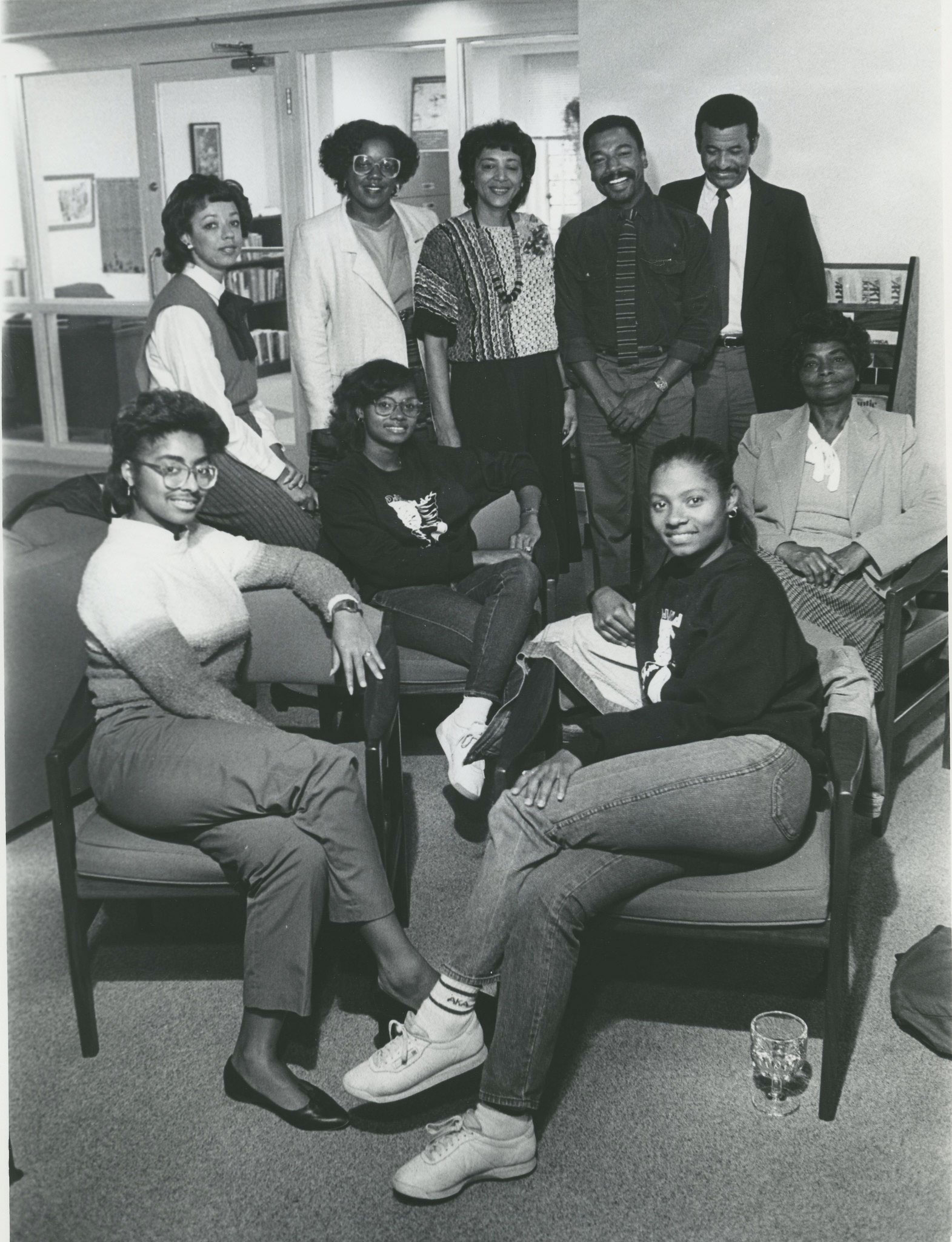 Staff of the Mary Lou Williams Center for Black Culture: Edward Hill, Ph.D., the first director of the center, is standing second from the right. 