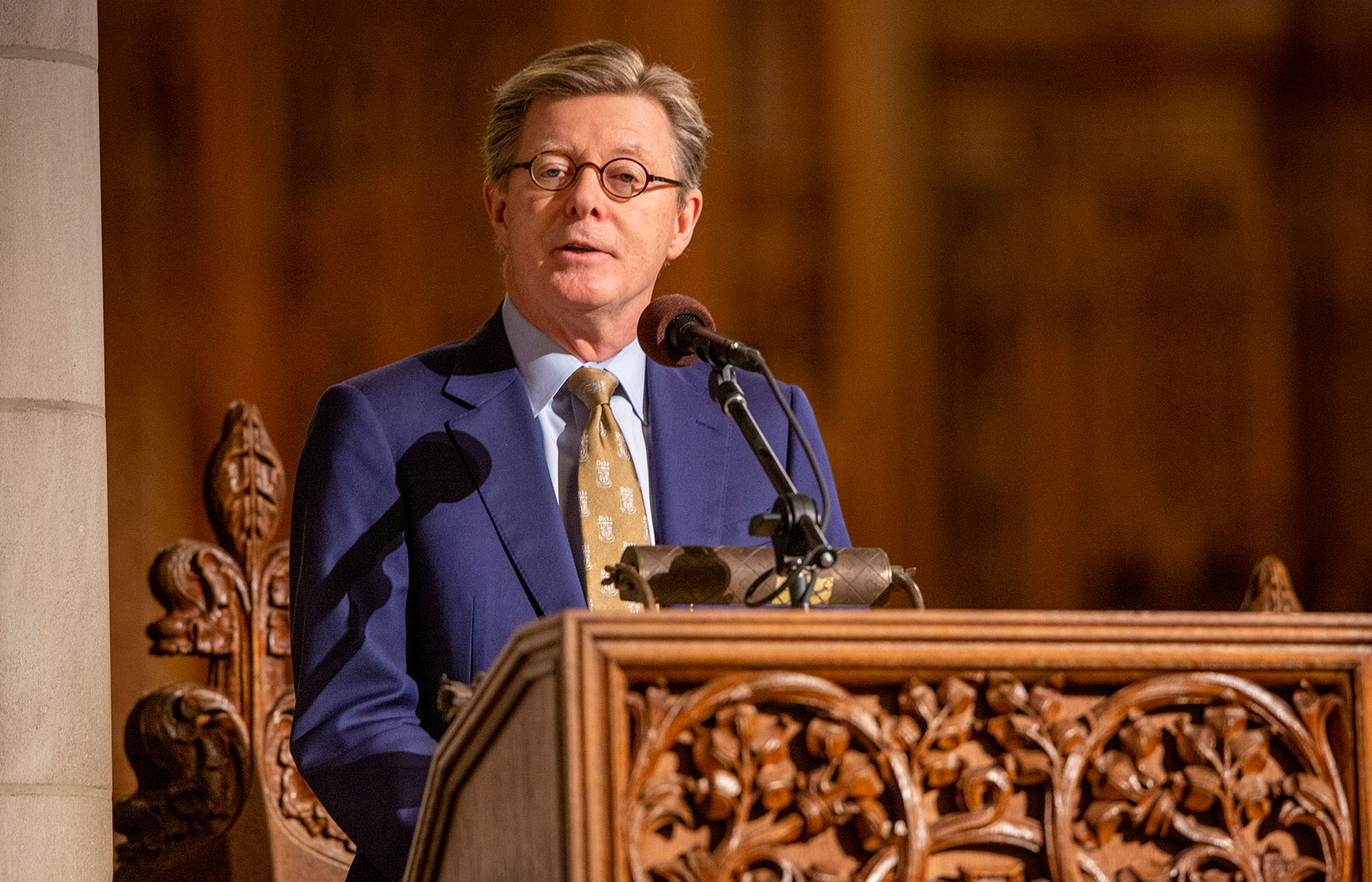 At the King Commemoration, President Vincent Price reviewed both the challenges and progress in promoting racial equity at Duke and in the country. Photo by Jared Lazarus. 