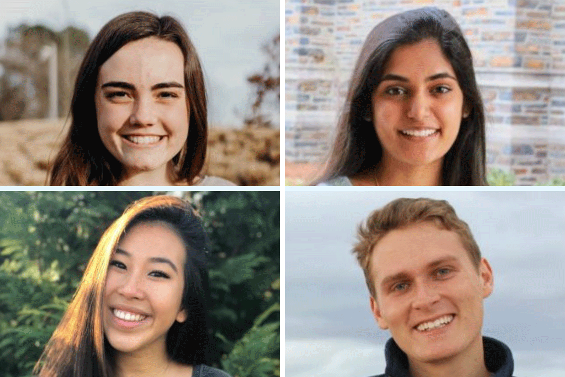The summer Brodhead fellows: Kristiana Gambuti, Devi Lakhlani, Kevin Solomon and Julia Wang.