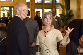 Linda Belans and President Richard H. Brodhead at the Nov. 1 luncheon. 