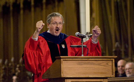 Dean Steve Nowicki encourages the Class of 2014 during the new student convocation 