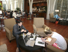 Jim Wallace Students relax and study in Von der Heyden Pavilion.