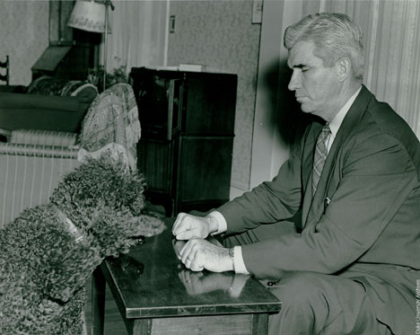 J.B. Rhine also conducted ESP studies on animals, including this dog.  The military sponsored research on the possible telepathic powers of homing pigeons. 