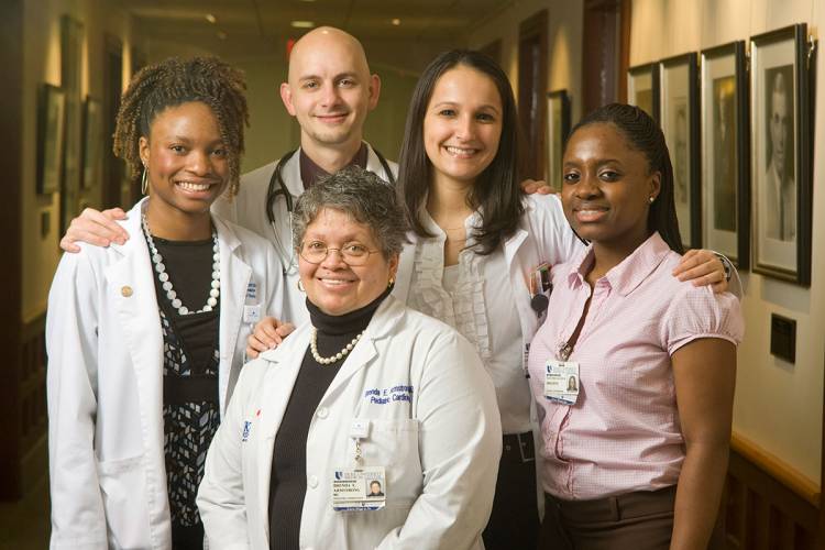 Brenda Armstrong with medical students