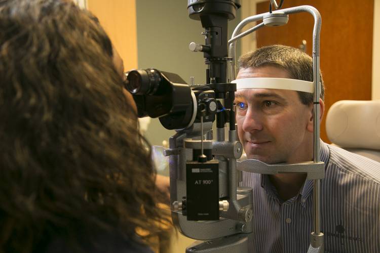 A man gets an eye exam.