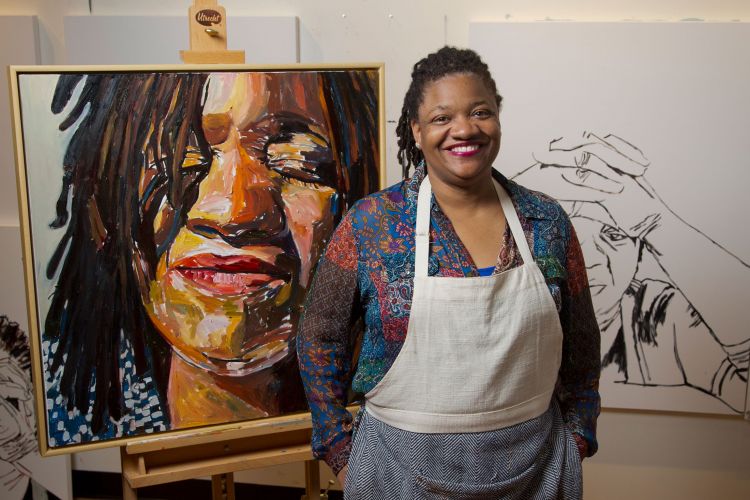 Beverly McIver in her studio.