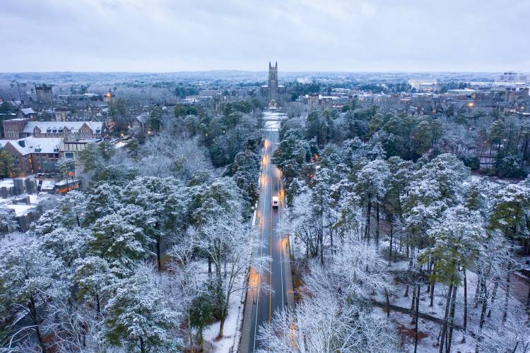 A frosty aerial view of Chapel Drive.