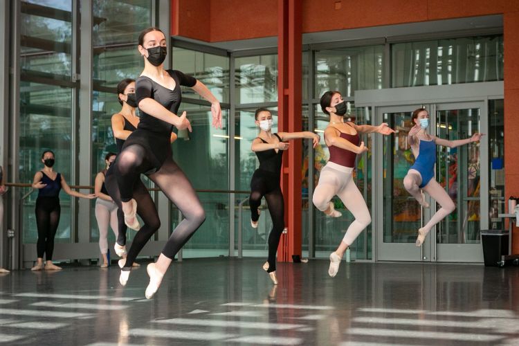 Students practice as part of the ABT studio company in the Rubenstein Arts Center