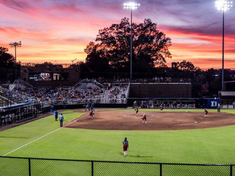 Duke Softball Stadium at sunset