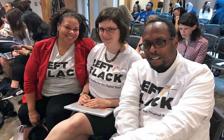 Left to right: Camille Jackson, Catherine Angst and Mark Anthony Neal at a Left of Black presentation in 2018.