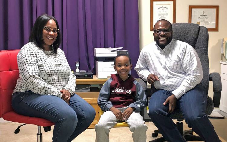 From left to right, Demetria, Aiden and Antonio Jones spend most days working and learning alongside one another in the family's Durham home. Photo courtesy of Antonio Jones.