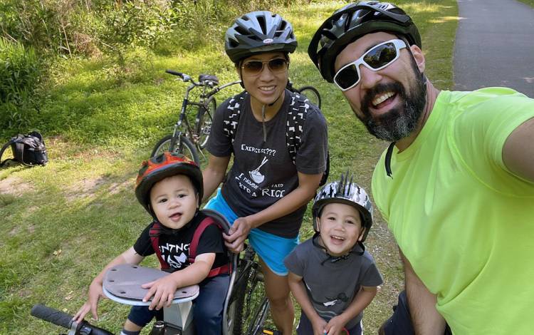 Samantha Kwan Verruto and her family go on a bike ride. Photo courtesy of Samantha Kwan Verruto.