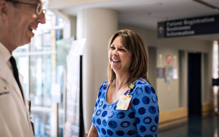 Duke University Hospital Patient Advocate Betsy Faucette is a sympathetic face for those in need of help.