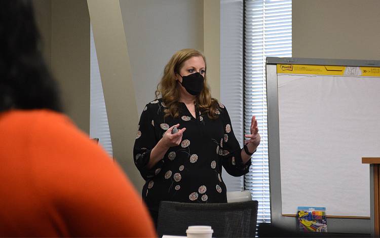 Duke Learning & Organization Development Senior Practitioner Marjorie Siegert helps lead the Certified Executive Administrative Professional program. Photo by Stephen Schramm.