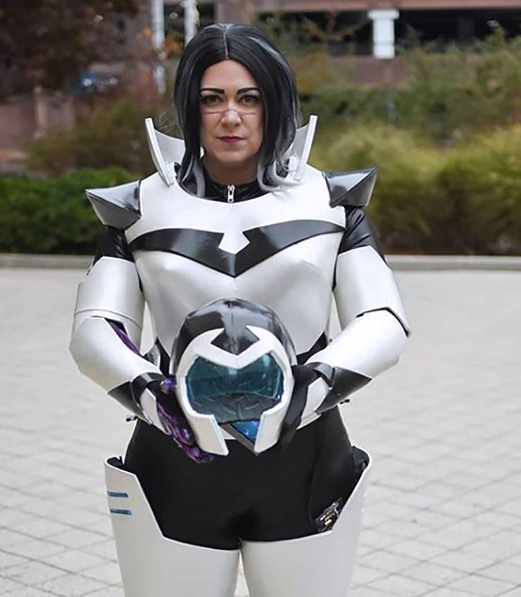 Caroline Morris enjoys making cosplay costumes during her time off. Her favorite, pictured above in 2018, is based on the Netflix show Voltron: Legendary Defender.